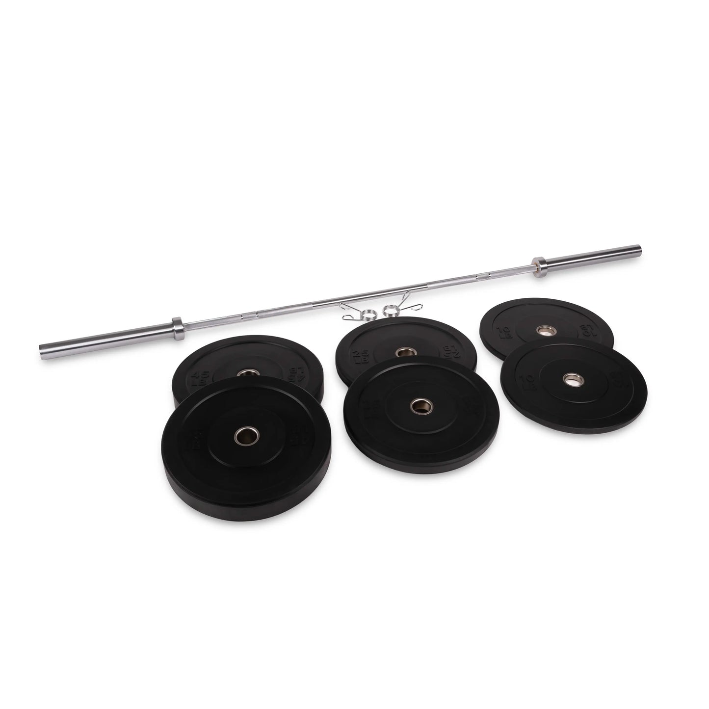 Rubber HD Olympic Bumper Plate + Bar Set