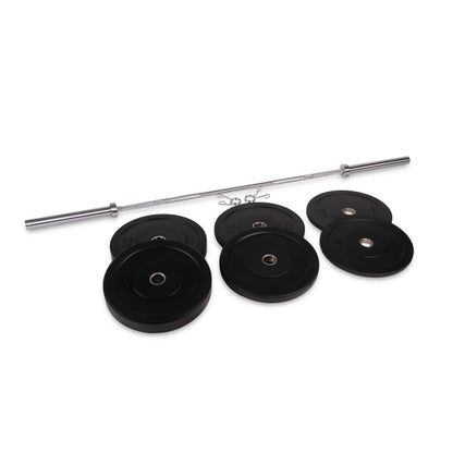 Rubber HD Olympic Bumper Plate + Bar Set
