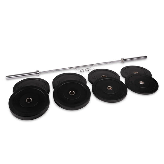 Rubber HD Olympic Bumper Plate + Bar Set