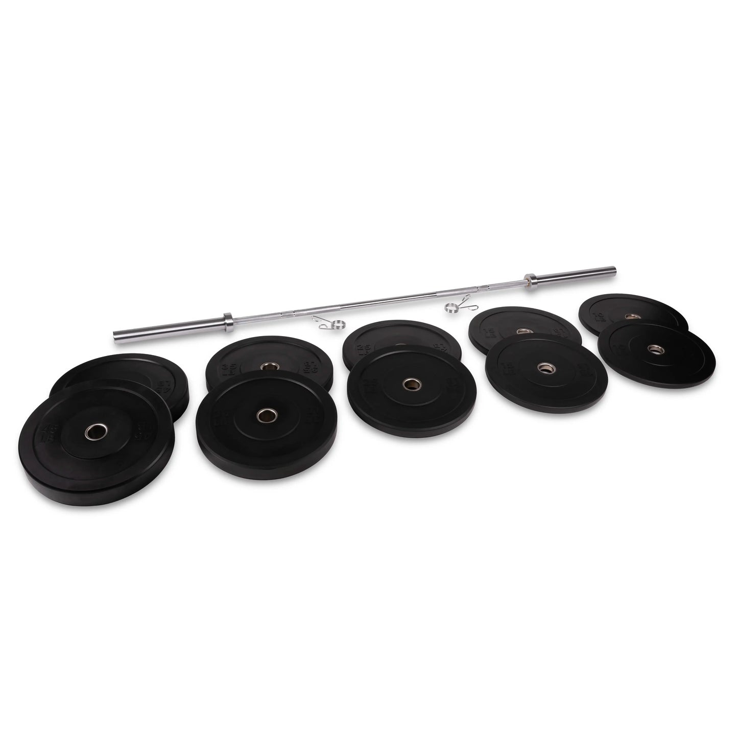 Rubber HD Olympic Bumper Plate + Bar Set