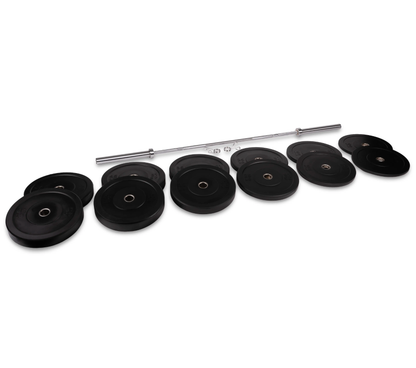 Rubber HD Olympic Bumper Plate + Bar Set