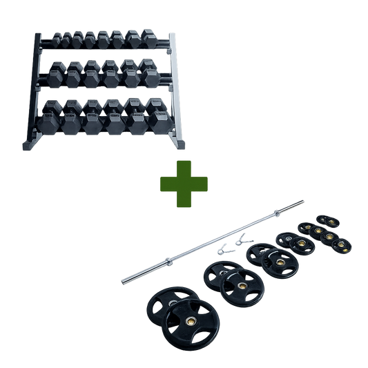 5-50 lb Dumbbell Set + 300 lb Plate Set