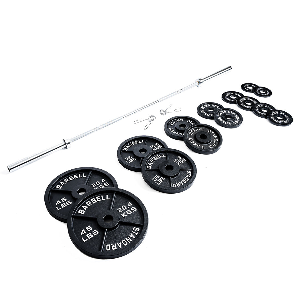 300 lb Cast Iron Olympic Plate + Bar Set