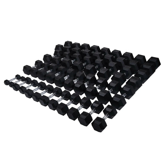 Rubber Hex Dumbbell Set | 5-100lb