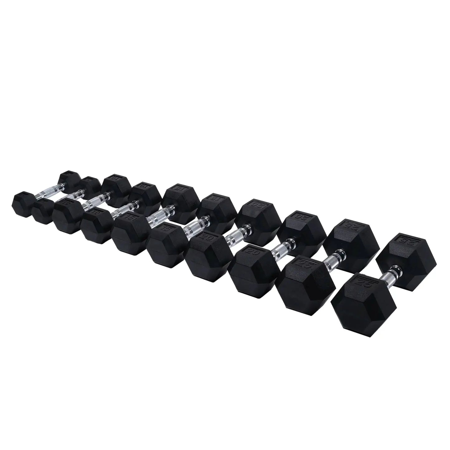 Rubber Hex Dumbbell Set | 5-25lb