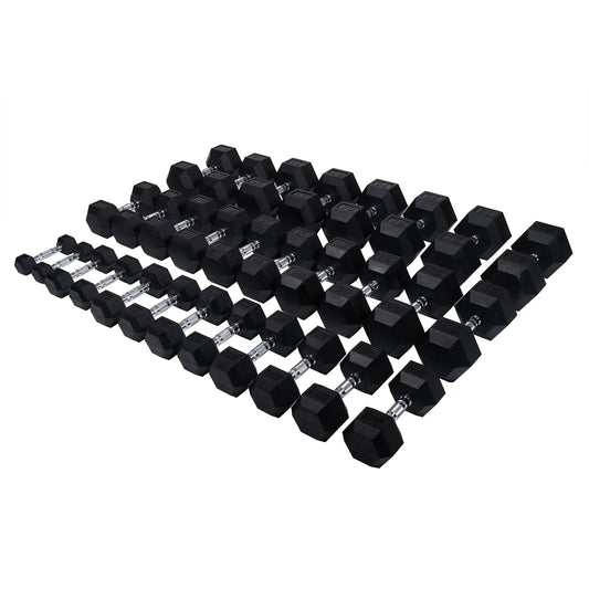 Rubber Hex Dumbbell Set | 5-75lb