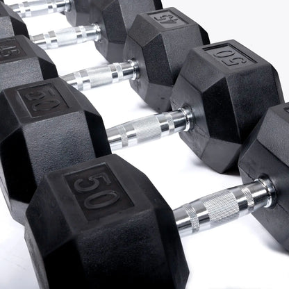 Rubber Hex Dumbbell Set | 5-75lb