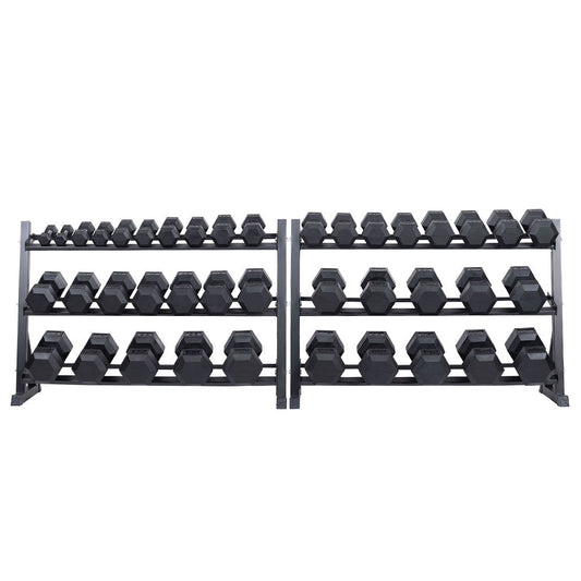 Rubber Hex Dumbbell Set + 60 Racks | 5-100lb