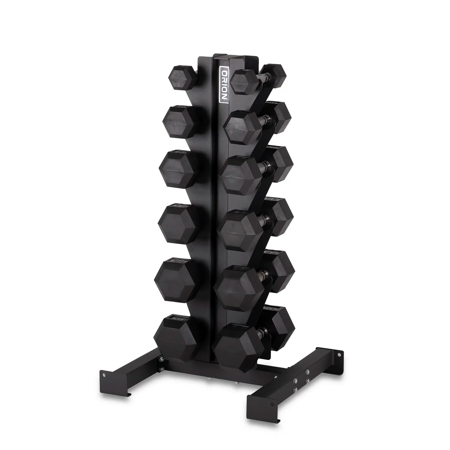 5-30lb Rubber Hex Dumbbell Set + 6 Pair Rack