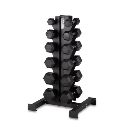 5-30lb Rubber Hex Dumbbell Set + 6 Pair Rack