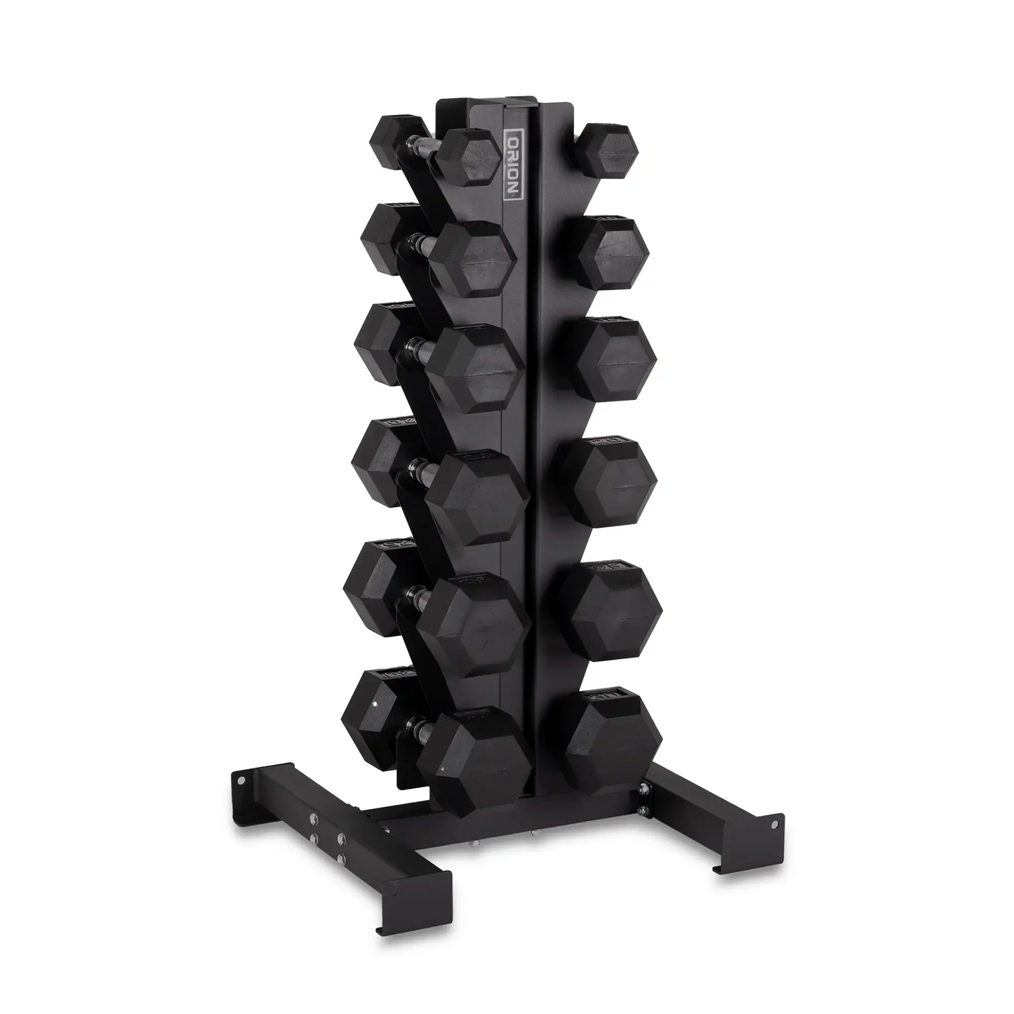 5-30lb Rubber Hex Dumbbell Set + 6 Pair Rack