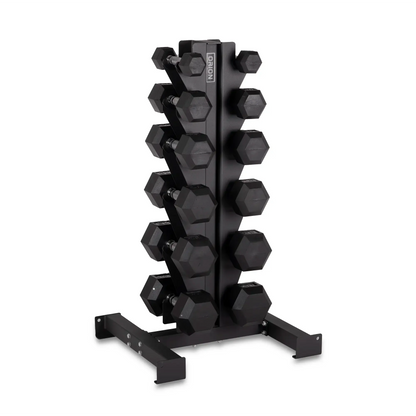 5-30lb Rubber Hex Dumbbell Set + 6 Pair Rack